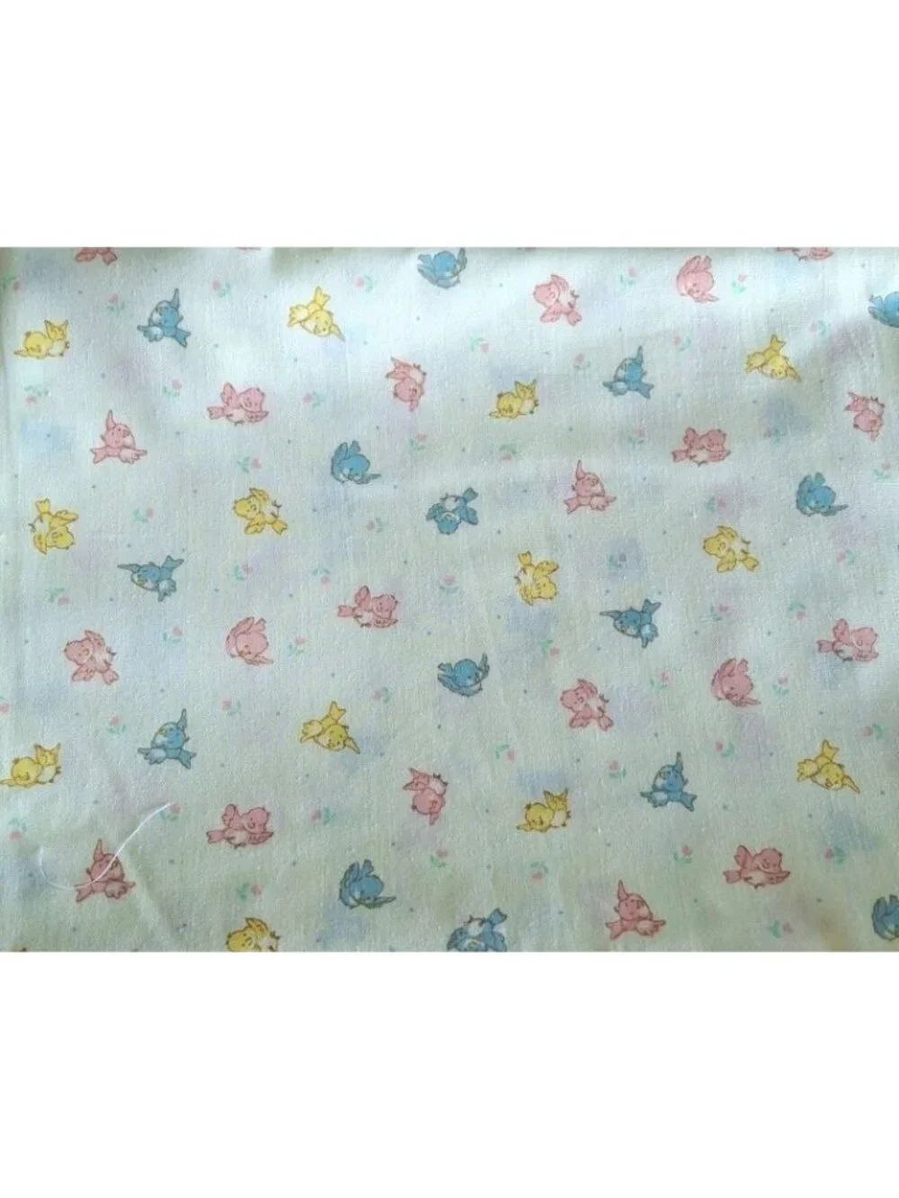 Vtg. Springs Mills Inc. Yellow Baby Bird Quilt Panel Fabric, Nursery, 2 yds x 44